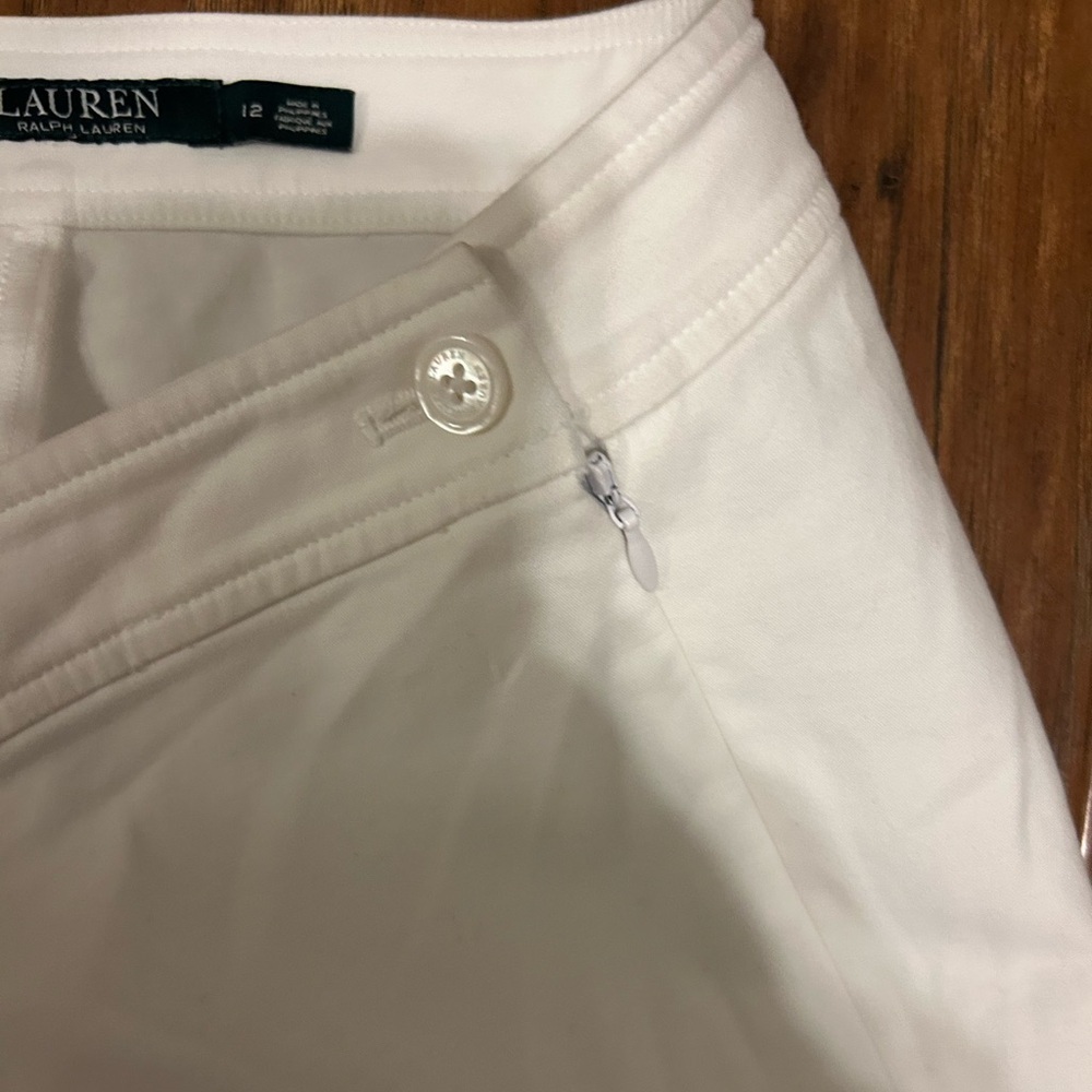 Women’s Cream Cropped Capri Ankle Pants Side Zip Closure 90s Minimalism Classy - Picture 3 of 10